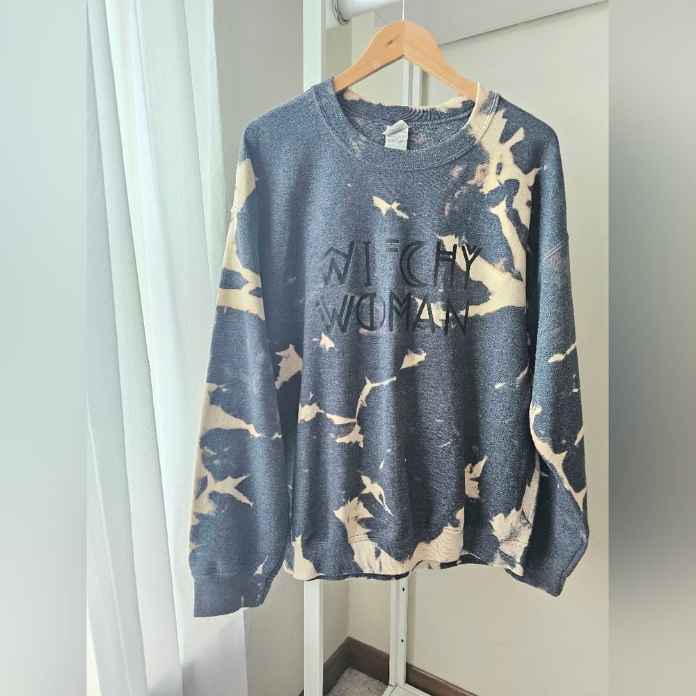 Witchy Woman Gray +  Bleached Crewneck Sweater